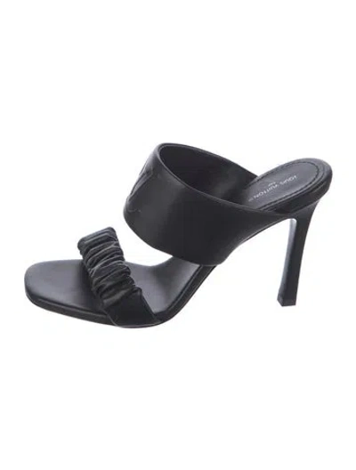 Pre-owned Louis Vuitton Leather Ruffle Embellishment Slides In Black