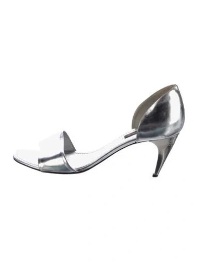 Pre-owned Louis Vuitton Leather Sandals In Metallic/silver