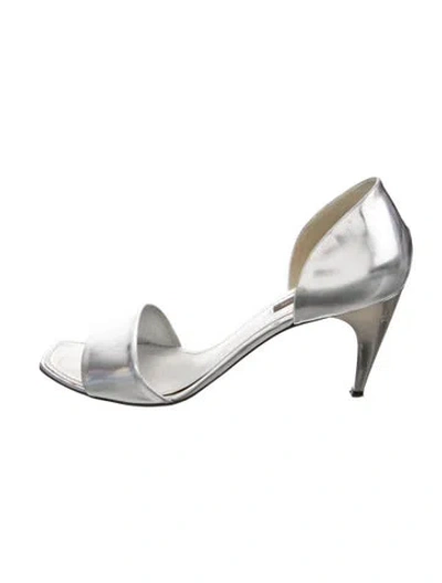 Pre-owned Louis Vuitton Leather Sandals In Metallic/silver