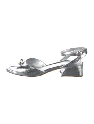 Pre-owned Louis Vuitton Leather Sandals In Silver