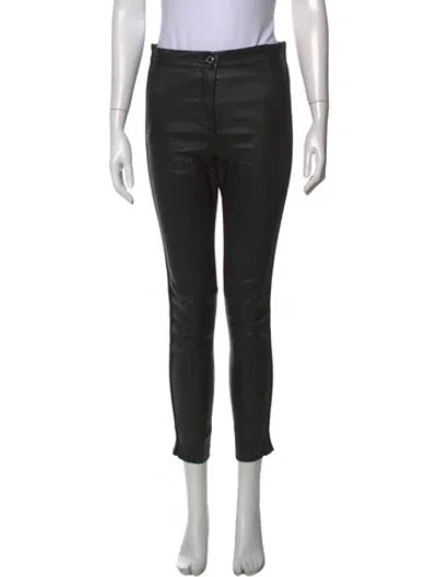 Pre-owned Louis Vuitton Leather Skinny Leg Pants In Black