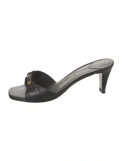 Pre-owned Louis Vuitton Leather Slides In Black