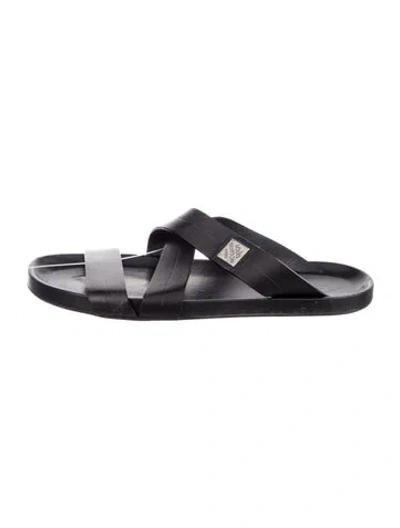 Pre-owned Louis Vuitton Leather Slides In Black