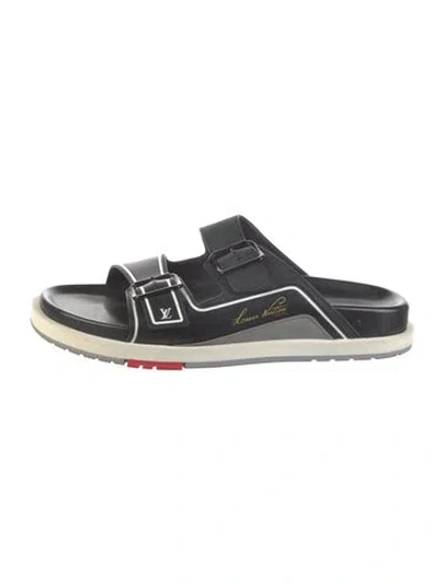 Pre-owned Louis Vuitton Leather Slides In Black
