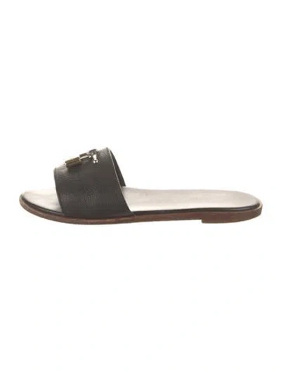 Pre-owned Louis Vuitton Leather Slides In Black