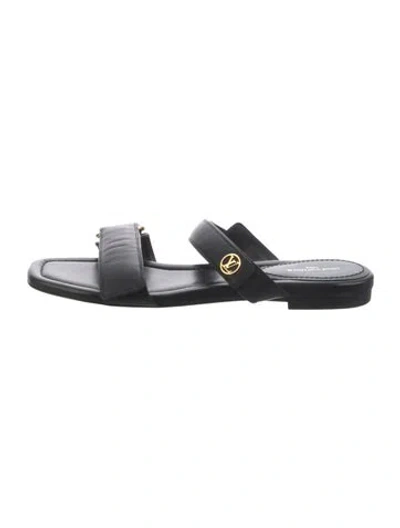 Pre-owned Louis Vuitton Leather Slides In Black