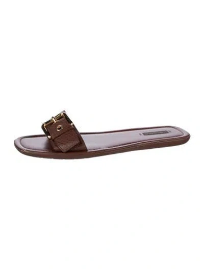 Pre-owned Louis Vuitton Leather Slides In Brown