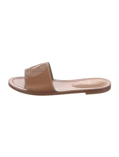 Pre-owned Louis Vuitton Leather Slides In Brown