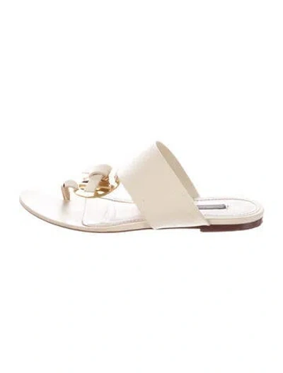 Pre-owned Louis Vuitton Leather Slides In Neutral