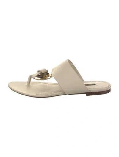 Pre-owned Louis Vuitton Leather Slides In Neutral