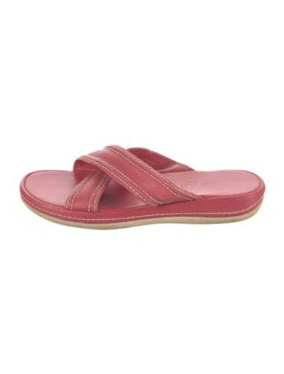 Pre-owned Louis Vuitton Leather Slides In Pink