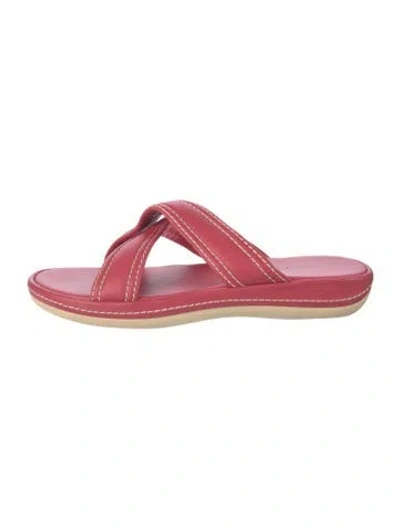 Pre-owned Louis Vuitton Leather Slides In Pink