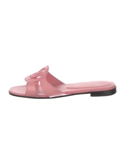 Pre-owned Louis Vuitton Leather Slides In Pink