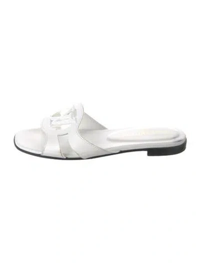 Pre-owned Louis Vuitton Leather Slides In White