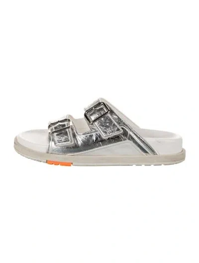 Pre-owned Louis Vuitton Leather Slides In White