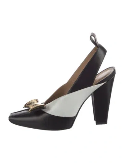 Pre-owned Louis Vuitton Leather Slingback Pumps In Black