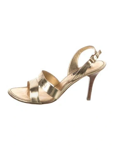 Pre-owned Louis Vuitton Leather Slingback Pumps In Gold/metallic