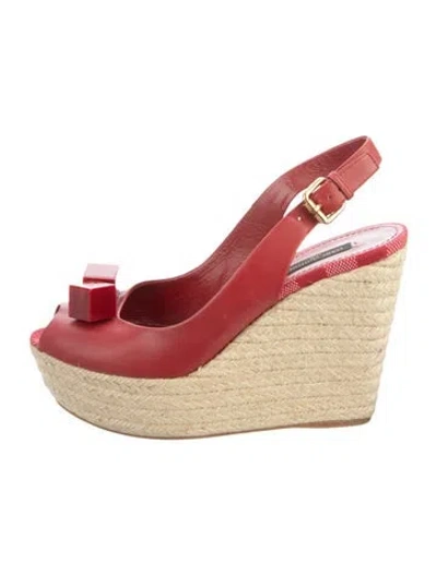 Pre-owned Louis Vuitton Leather Slingback Pumps In Red