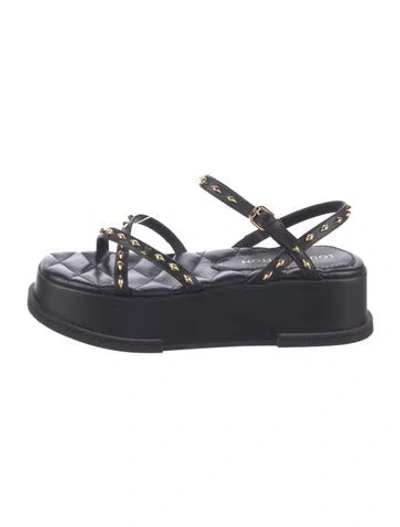 Pre-owned Louis Vuitton Leather Slingback Sandals In Black
