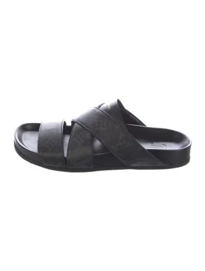 Pre-owned Louis Vuitton Leather Slingback Sandals In Black