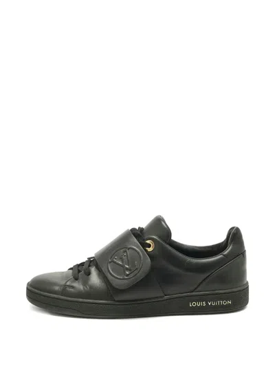 Pre-owned Louis Vuitton Leather Strap Sneakers In Black