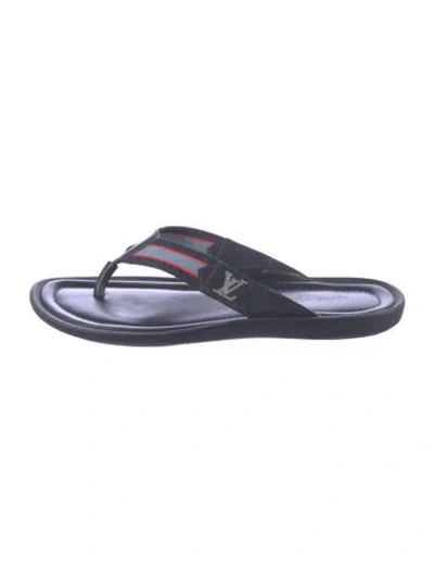 Pre-owned Louis Vuitton Leather Striped Flip Flops In Blue