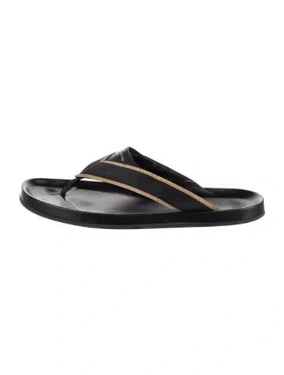 Pre-owned Louis Vuitton Leather Striped Slides In Black