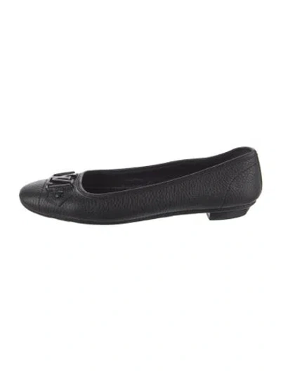Pre-owned Louis Vuitton Leather Studded Accents Ballet Flats In Black