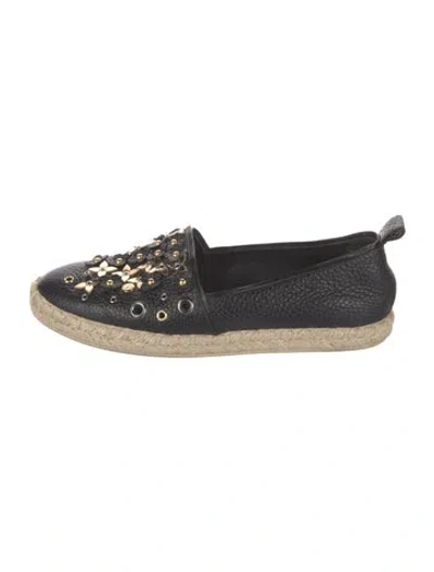 Pre-owned Louis Vuitton Leather Studded Accents Espadrilles In Black