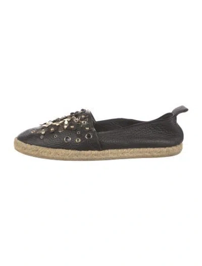 Pre-owned Louis Vuitton Leather Studded Accents Espadrilles In Black