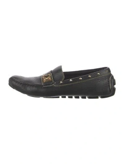 Pre-owned Louis Vuitton Leather Studded Accents Loafers In Black