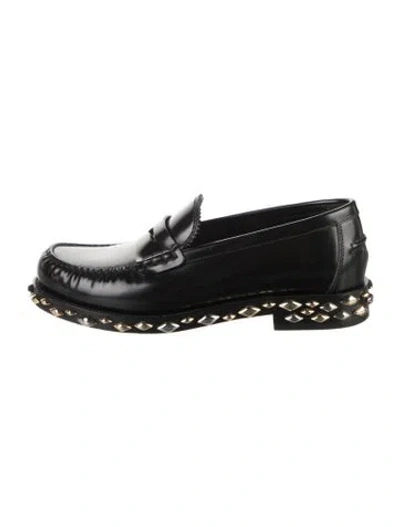 Pre-owned Louis Vuitton Leather Studded Accents Loafers In Black