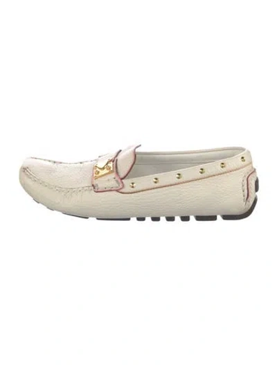 Pre-owned Louis Vuitton Leather Studded Accents Loafers In Neutral