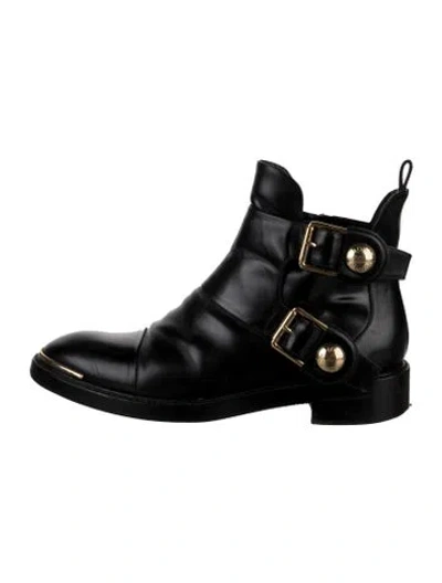 Pre-owned Louis Vuitton Leather Studded Accents Moto Boots In Black