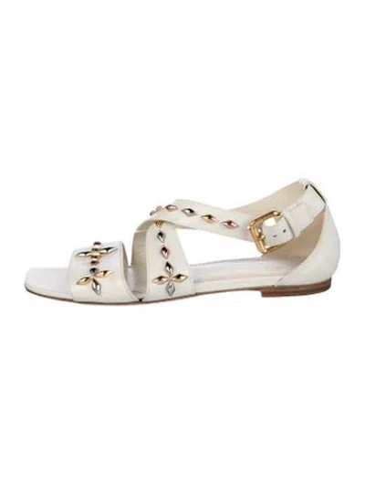 Pre-owned Louis Vuitton Leather Studded Accents Sandals In Neutrals