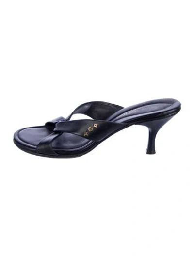 Pre-owned Louis Vuitton Leather Studded Accents Slides In Black