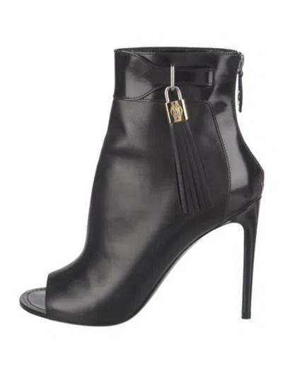 Pre-owned Louis Vuitton Leather Tassel Accents Boots In Black