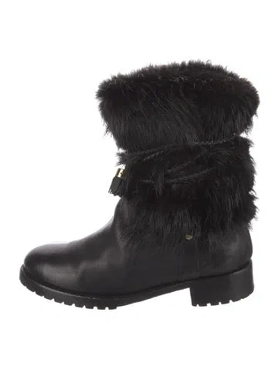 Pre-owned Louis Vuitton Leather Tassel Accents Moto Boots In Black