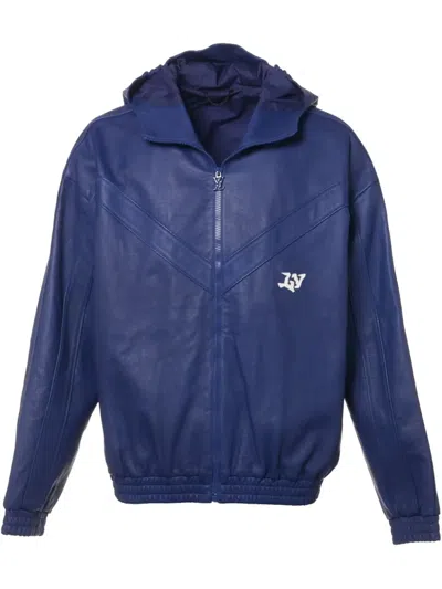 Pre-owned Louis Vuitton Leather Track Jacket In Blue