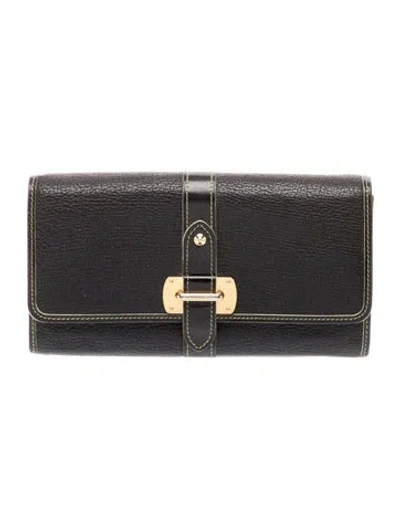 Pre-owned Louis Vuitton Leather Trifold Wallet In Black