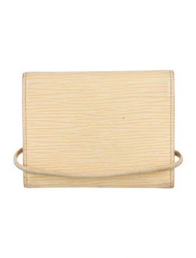 Pre-owned Louis Vuitton Leather Trifold Wallet In Yellow