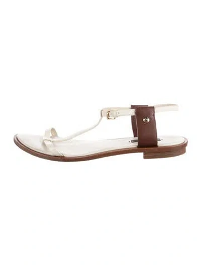 Pre-owned Louis Vuitton Leather T-strap Sandals In Brown