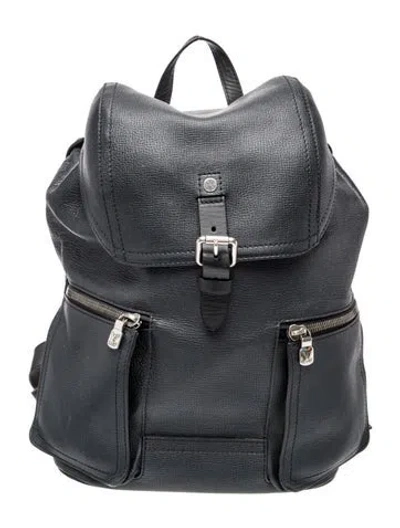 Pre-owned Louis Vuitton Leather Utah Canyon Backpack In Black