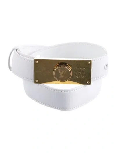 Pre-owned Louis Vuitton Leather Waist Belt In White