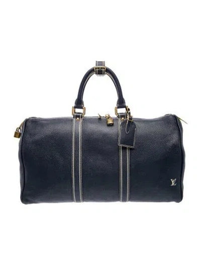 Pre-owned Louis Vuitton Leather Weekender Bag In Blue
