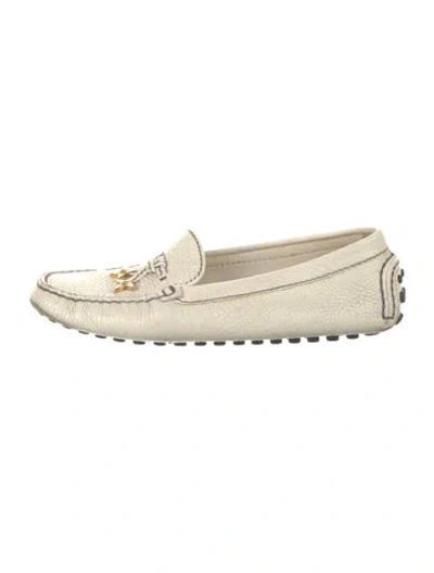 Pre-owned Louis Vuitton Leather Whipstitch Trim Loafers In Neutrals