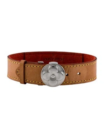 Pre-owned Louis Vuitton Leather Wish Monogram Bracelet, 6.75" In Multi
