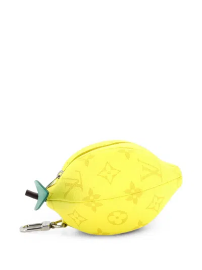 Pre-owned Louis Vuitton Lemon Limited Edition Colored Monogram Canvas Pouch In Yellow