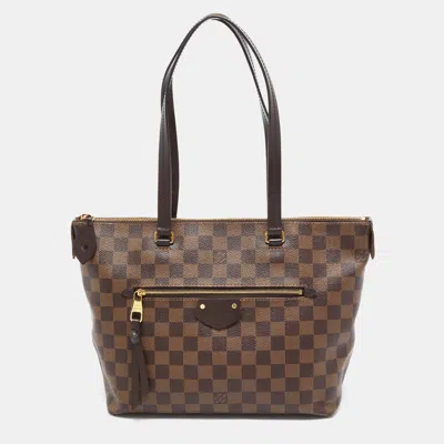 Pre-owned Louis Vuitton Lena Pm Damier Ebene Canvas Bag In Brown