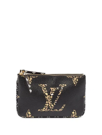 Pre-owned Louis Vuitton Leopard-detail Monogram Clutch Bag In Black